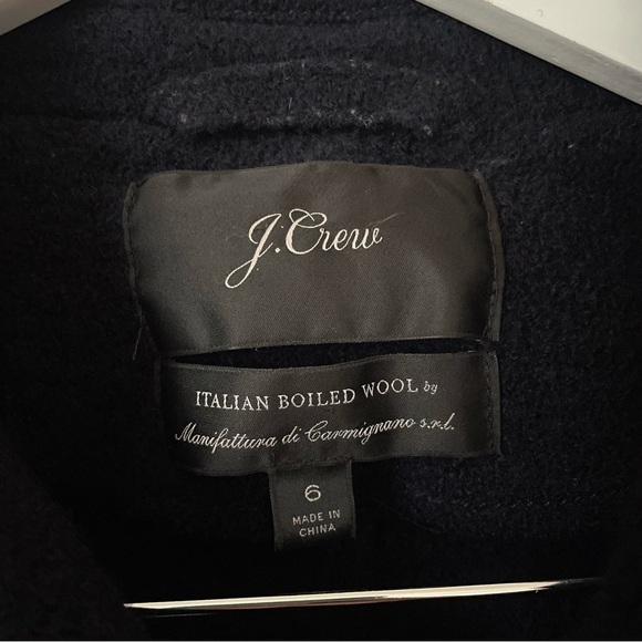 J. Crew Italian 100% Boiled Wool Navy Double Breasted Peacoat Jacket - Picture 3 of 9